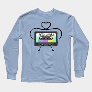 'Retro Lover!' Funny Cartoon Music Cassette Tape Long Sleeve T-Shirt